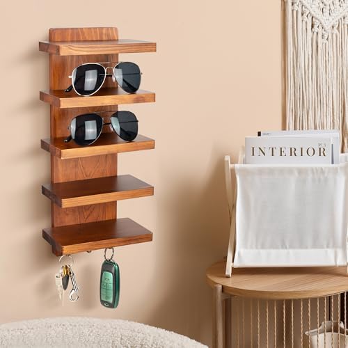 Sunglasses Organizer, Wall Mount Wood Sunglass Holder Rack - Image 2
