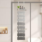 SWTYMIKI Hanging Towel Racks for Bathroom - 9 Tier Over the Door & Wall Mounted Bath Rolled Towel Storage Organizer Holder for Small Bathroom, RV, Camper (Polished Nickel, 9-Tier) - Image 6
