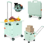 FELICON SELORSS Folding Utility Cart Portable Rolling Crate Handcart-Green by FELICON