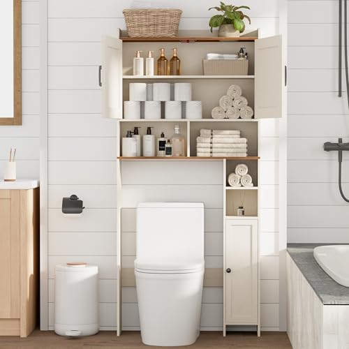 Homhedy Wooden Over The Toilet Storage Cabinet with Barn Door - Image 3