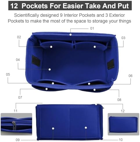 OMYSTYLE Purse Organizer Insert, Felt Tote Bag Organizer Insert with 5 Sizes, Handbag Dividers for Inside Purse, Compatible with Longchamp, Neverful, Speedy and More - Image 3