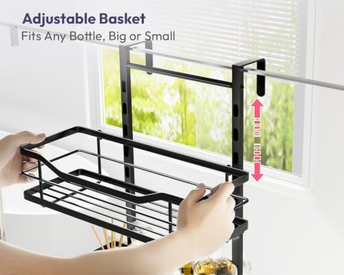 SWTYMIKI Over the Door Shower Caddy - 5 Tier Adjustable Shower Organizer Hanging with Soap Holder, No Drilling Stainless Steel Bathroom Rack Hanging for Body Wash, Shampoo, Soap, Razor, Black - Image 4