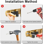 Mop Broom Holder Wall Mount, 2 Packs Gold Stainless Steel Tool Storage Organizer for Kitchen Garden Garage Laundry Room Bathroom and RV with 4 Slots 6 Hooks - Image 7