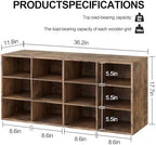 Shoe Storage Bench Cubby with 12 Cubbies, Wood Shoe Rack Organizer Cabinet - Image 2