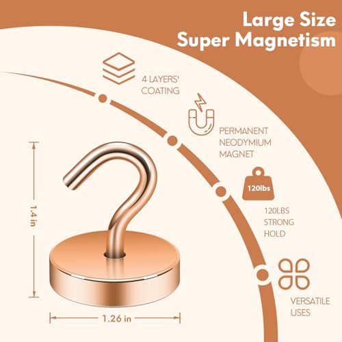 Neosmuk Magnetic Hooks Steel Tube Design for Cruise,130lb+ Bronze,10 Pack - Image 5