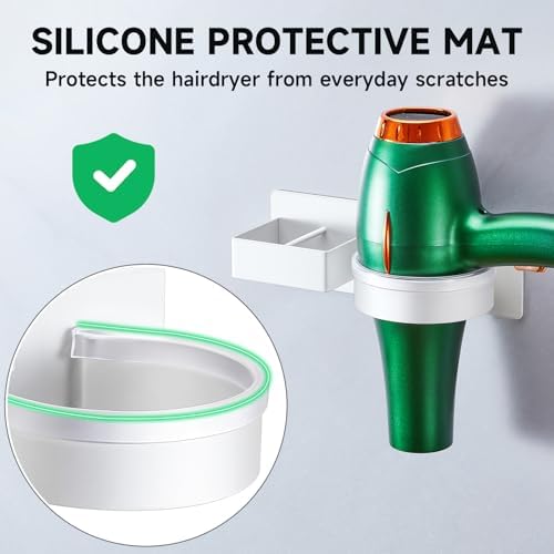 Hair Dryer Holder Wall Mounted, Hair Straightener Holder, Blow Dryer Holder Adhesive, Hair Tool Organizer for Flat Iron, Hairdryer, Curling Iron Holder for Bathroom Vanity Barber Shop (White) - Image 7