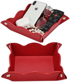 Valet Tray for Men Women 2 Pack - PU Leather Travel Catchall Tray Organizer - Desk Bedside Nightstand Storage Box for Jewelry Key Phone Remote Controller Wallet Watch Glasses Readers -Red by Unknown
