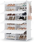 SONGMICS Shoe Rack, 8-Tier with Doors, 32-Pair Storage Cabinet | Shoe Organizer, Steel Frame, Plastic Panel, Bedroom, Entryway, Cloud White, DAMION Collection ULPC034W03 by Unknown
