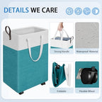 HomeHacks 75L Rolling Laundry Basket with 4 Wheels Collapsible Green - Image 3