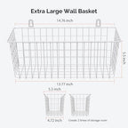 MaraFansie [Extra Large Wire Basket 2-Pack Hanging Wall Organizer Cabinet Storage Basket Wall Mounted Shelves Rustic Farmhouse Decor for Home Kitchen Bathroom, White - Image 6