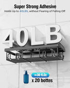 Shower Caddy 7 Pack, Adhesive Bathroom Shower Organizer for Bathroom Storage, No Drilling Large Capacity Rustproof Stainless Steel Shower Shelves Rack for Bath, Black - Image 4