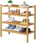 ROMGUAR CRAFT 4 Tier (Thick) Bamboo Shoe Rack for Closet Free Standing Wood Shoe Shelf for Entryway Small Space Stackable 27"x12"x28" (Natural) by ROMGUAR+CRAFT