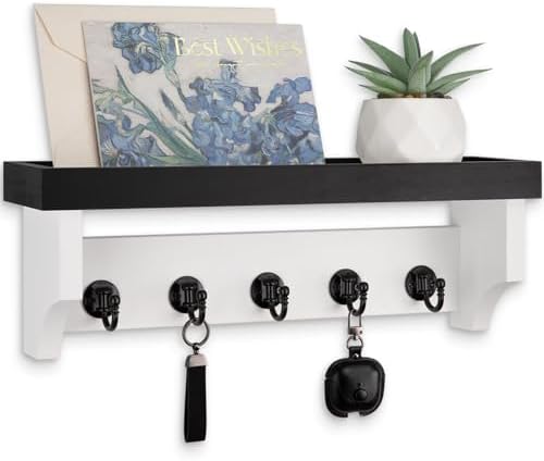 Key and Mail Holder Wall Mount, Mail Organizer with 5 Key Hooks by Lucundm