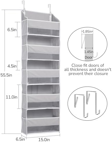 ULG 2 Pack 5-tier Over the Door Organizer Light Gray - Image 2