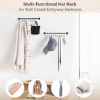 Mkono Hat Rack for Wall Baseball Cap Organizer Hanger with 20 Hooks Modern Metal Hat Holder Wall-Mounted Caps Display for Closet Door Bedroom Entryroom Laundry, Set of 2 Black (Pack of 2) - Image 5