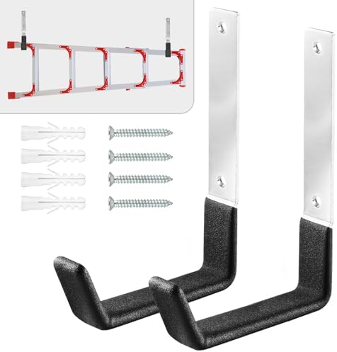 AccEncyc Heavy Duty Garage Hooks, 2Pcs Stainless Steel Wall Mount Hooks, 50lb Weight Capacity, for Garden Hose, Bike, Ladder, Tool Organizer (Medium) by Unknown