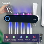 iHave UV Toothbrush Sanitizer Holder Wall Mount Toothpaste Dispenser, 4-Cup - Image 3