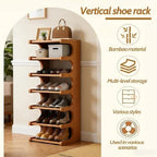 39" Bamboo Shoe Rack - Vertical Shoe Organizer Rack for Small Space, Narrow Shoe Tower for Closet, Entryway, Corner, Tall Shoe Shelf with Removable Shelves, Flexible Storage Shelf for Saving Space - Image 5