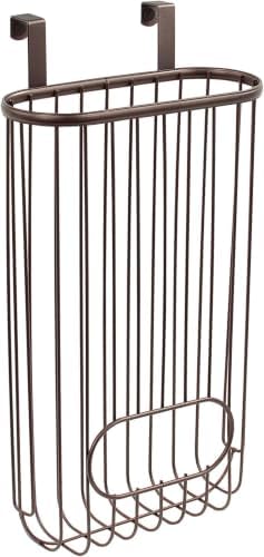 Spectrum Ashley Over Cabinet Door Grocery Holder Hanging Bag Dispenser for Kitchen, Bathroom Under Sink Home Organization, Heavy Duty Plastic Bag Cabinet Door Storage, Bronze (Pack of 6) by Unknown