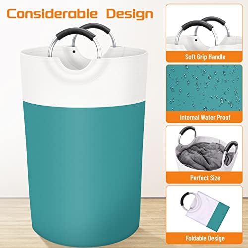 BlissTotes 115L Laundry Basket, Freestanding Collapsible Hamper, Green - Image 3
