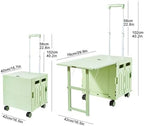 Foldable Rolling Wagon Cart with Table, Portable Utility Trolley(White) - Image 2