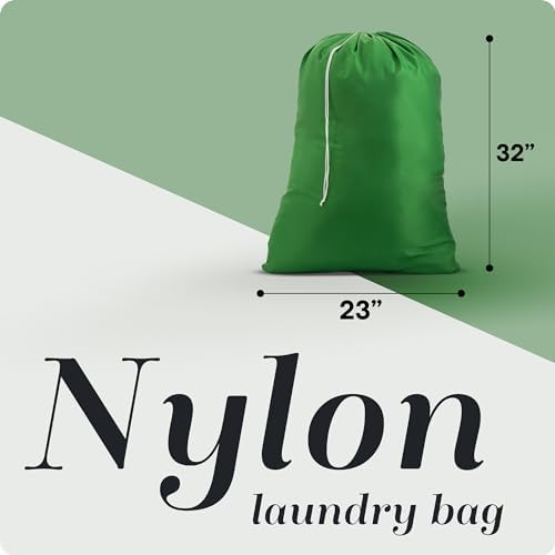 Nylon XL Laundry Bag - Locking Drawstring Closure, Machine Washable, These Large Bags Will Fit a Laundry Basket and Strong Enough to Carry up to Two Loads of Clothes (Green | 22" x 32") - Image 2