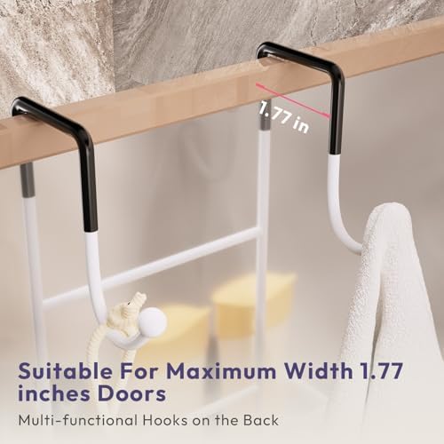 SWTYMIKI Over The Door Shower Caddy With Double Soap Holder, Hanging Shower Caddy With 16 Hooks, No Drilling Hanging Shower Organizer Over Door To Organize Bathroom Essentials, White - Image 5