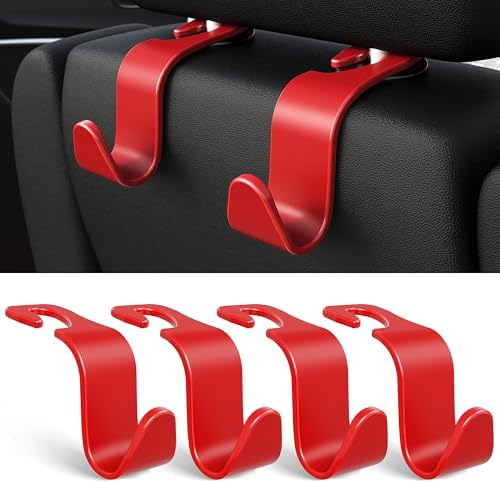 4-Pack Car Headrest Hooks Holds 55lbs Seat Storage Organizer for Bags by Amooca