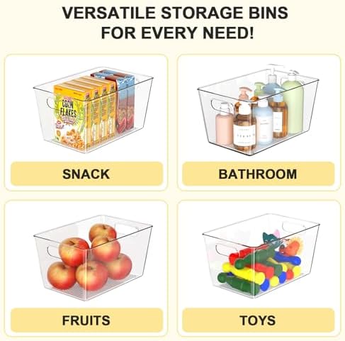 Set of 8 Pantry Organizers and Storage, Clear Plastic Bins(6L+2S) - Image 5