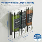 Shower Shampoo Dispenser 3 Chamber No Drill Wall-Mounted,Shampoo and Conditioner Dispenser Shampoo for Shower Wall Mounted Body Wash for Bathroom,Chrome - Image 4