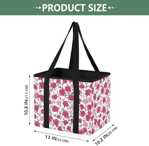 Trunk Organizer Collapsible Car Organizer with Handle Car Storage Box Bin for Groceries SUV Utility Tote Bag Portable Vehicle Container Pink Carnation Cluster Petal - Image 2