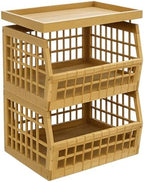 Bamboo Stackable, Open Front, Large Storage Bins With Tray Lid -Set of 2 by altCooking+Hub