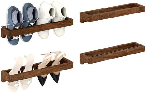 Nisorpa Set of 4 Rustic Burnt Wood Hanging Shoes Storage Organizer Racks by Nisorpa