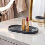 YKAJO Wave Grey Oval Marble Tray, 9.8x4.7 Vanity Perfume Organizer Dish - Image 7