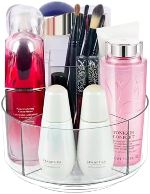 360° Rotating Makeup Organizer Clear Lazy Susan Organizer for Vanity, Cosmetic Display Cases for Bathroom Countertop, Makeup Storage Organizer, Desktop Dresser Sundries Storage Boxes by CECOLIC