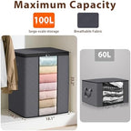 SpaceWhisper 8 Pack 100L Clothes Storage, Foldable Storage Bags, Grey | Thick Fabric, Clear Window, with Reinforced Handle, for Clothing, Blanket, Comforters, Bedding Organizing - Image 2