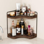 2-Tier Corner Bathroom Counter Organizer for Storage, Dark Brown by Unknown