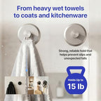 HOME SO Suction Cup Hooks for Shower & Bathroom Towel 2-Pack Brushed Nickel - Image 4