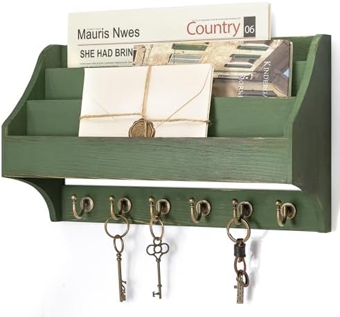 Rebee Vision Mail Organizer Wall Mounted with Mail Slot for Letters, Green by REBEEVISION