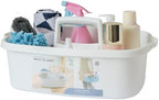 Cleaning Supplies Caddy, Large Plastic Shower Caddy Basket with Handle, Portable Cleaning Tool Storage Tote for Dorm, Bath, Pantry (grey, White, blue) (White) by ANNIYA