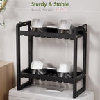AmazerBath Bamboo Over The Toilet Storage Shelf - 2-Tier Bathroom Organizers and Storage Shelves, 2 in 1 Dual Stable Above Over Toilet Bathrooms Shelf Home Storages Rack for Small Bathroom, Black - Image 4