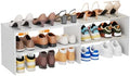 X-cosrack Long White 11.02″Shoe Rack for Closets, Stackable and Expandable Shoe Organizer, Suitable for Entryways, Garages, Storage Shelves Made of MDF, Oxford Cloth and Iron by X-cosrack
