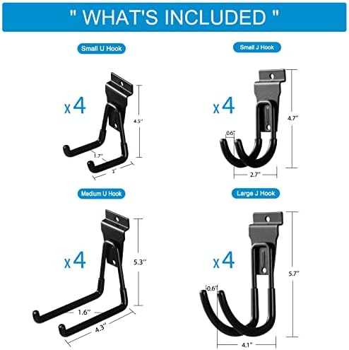 Slat Wall Hanging Hooks, Slatwall Accessories, Slatwall Hooks Assortment, Slat Wall Accessories, Heavy Duty Garage Slatwall Hooks and Hangers,16Pack(Black) - Image 2