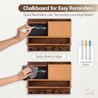 Key Holder for Wall Mount with Mail Organizer, Farmhouse Key Holder for Wall with Shelf, Chalkboard&Corkboard, Entryway Organizer 11 Metal Hooks, Decorative Natural Pine Wood, 14.6*11.1*3.3”, B-Brown - Image 4
