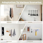 Dntorx Coat Rack Wall Mount, 2 Pack White Coat Hooks Hanger Wall with 6 Double Hooks Rack Rail Towel Hat Rack Entryway Bathroom Hanger Organizer for Robes, Clothes, Bags, Hat - Image 6