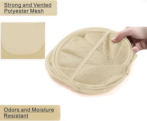 BATTOO Deluxe Strong Mesh Pop up Laundry Hamper Basket with Side Pocket for Laundry Room, Bathroom, Kids Room, College Dorm or Travel Beige - Image 5