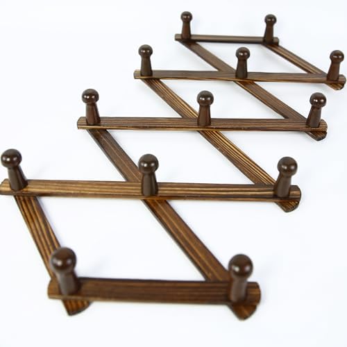 AMAPON Accordion Wall Hanger Expandable Coat Hat Rack 13Peg (Walnut) 2 Pack - Image 7