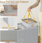Double Laundry Hamper with Lid, 150L Large Laundry Basket 2 Compartments - Image 4