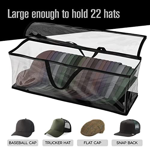 Baseball Cap Storage Bag, Hat Organizer Case, Black Handles, 23" x 6" x 8" - Image 3