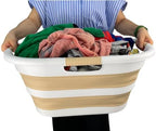 SAMMART 40L (10.5 gallon) Collapsible Plastic Laundry Hamper - Foldable Pop Up Storage Container/Organizer - Portable Washing Tub - Space Saving Basket (1, White/Beige) - Image 6